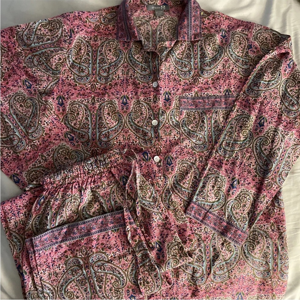 Shade Amour Pajama Set Cotton Long Sleeve Pj’s “English Paisley ” Nwot
